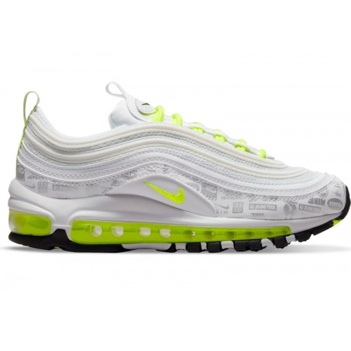 Кроссы Nike Air Max 97 Just Do It White Volt (GS) - подростковая сетка размеров