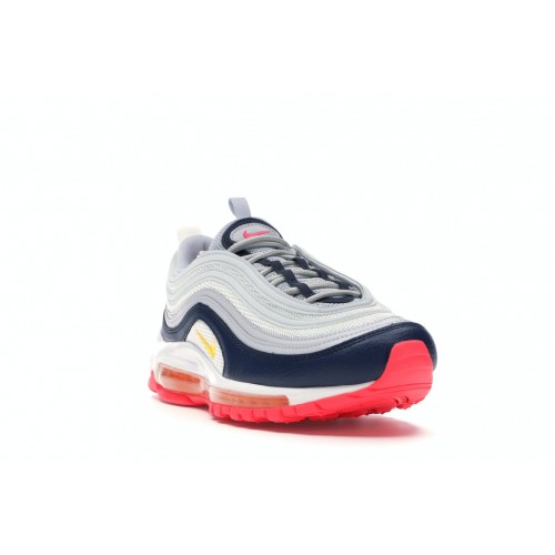 Кроссы Nike Air Max 97 Midnight Navy Racer Pink Laser Orange (W) - женская сетка размеров