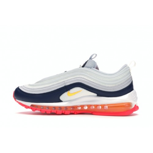 Кроссы Nike Air Max 97 Midnight Navy Racer Pink Laser Orange (W) - женская сетка размеров