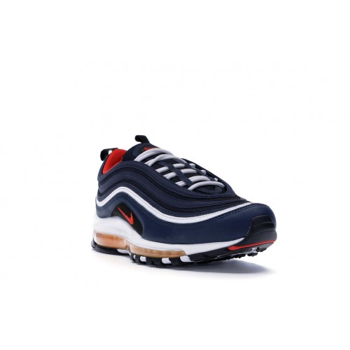 Кроссы Nike Air Max 97 Midnight Navy Habanero Red - мужская сетка размеров