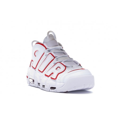 Кроссы Nike Air More Uptempo White Varsity Red Outline (2018/2021) - мужская сетка размеров