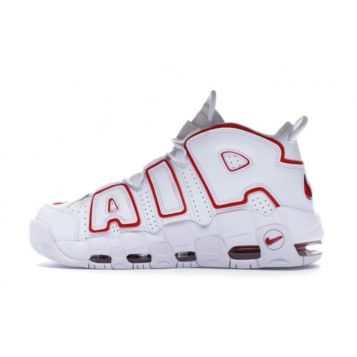 Кроссы Nike Air More Uptempo White Varsity Red Outline (2018/2021) - мужская сетка размеров