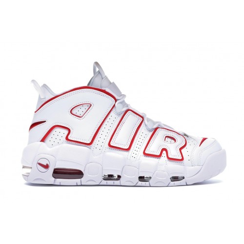 Кроссы Nike Air More Uptempo White Varsity Red Outline (2018/2021) - мужская сетка размеров