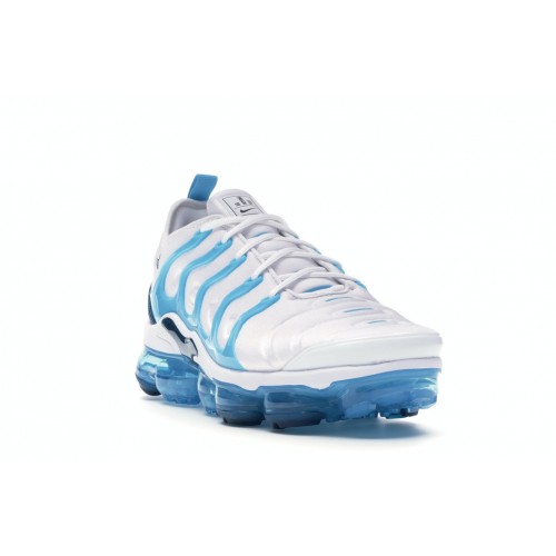 Кроссы Nike Air VaporMax Plus White Blue Force Blue Fury - мужская сетка размеров