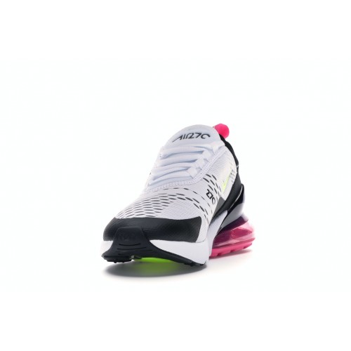 Кроссы Nike Air Max 270 White Black Laser Fuchsia Volt (GS) - подростковая сетка размеров