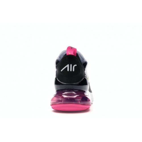 Кроссы Nike Air Max 270 White Black Laser Fuchsia Volt (GS) - подростковая сетка размеров