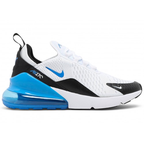 Кроссы Nike Air Max 270 White Signal Blue (GS) - подростковая сетка размеров