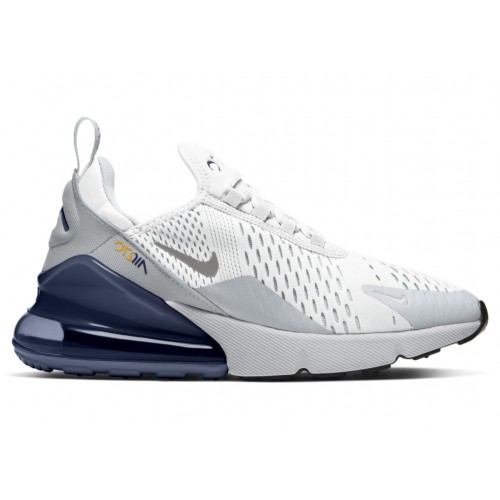 Кроссы Nike Air Max 270 White Midnight Navy (GS) - подростковая сетка размеров