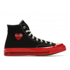 Кеды Converse Chuck Taylor All Star 70 Hi Comme des Garcons PLAY Black Red Midsole