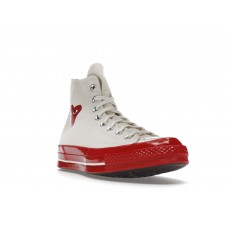 Кеды Converse Chuck Taylor All Star 70 Hi Comme des Garcons PLAY Egret Red Midsole