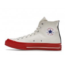 Кеды Converse Chuck Taylor All Star 70 Hi Comme des Garcons PLAY Egret Red Midsole