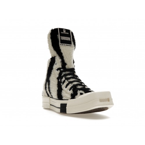 Кроссы Converse TURBODRK Chuck Taylor All Star 70 Hi Rick Owens DRKSHDW Sherpa Zebra Print White Black - мужская сетка размеров