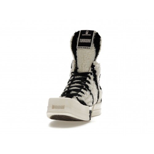 Кроссы Converse TURBODRK Chuck Taylor All Star 70 Hi Rick Owens DRKSHDW Sherpa Zebra Print White Black - мужская сетка размеров