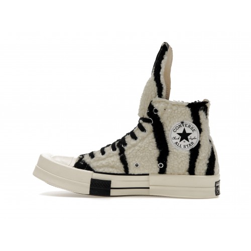 Кроссы Converse TURBODRK Chuck Taylor All Star 70 Hi Rick Owens DRKSHDW Sherpa Zebra Print White Black - мужская сетка размеров