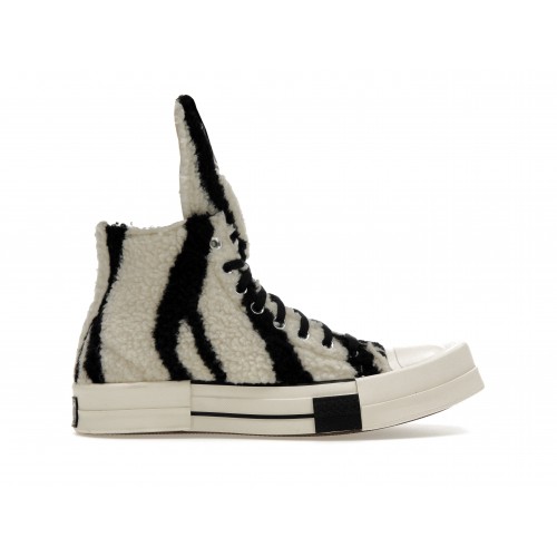 Кроссы Converse TURBODRK Chuck Taylor All Star 70 Hi Rick Owens DRKSHDW Sherpa Zebra Print White Black - мужская сетка размеров