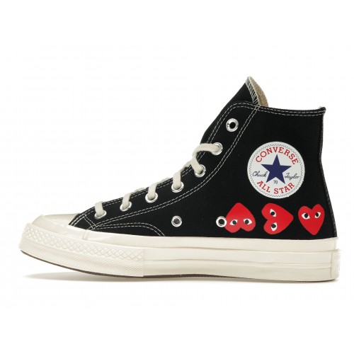 Кроссы Converse Chuck Taylor All Star 70 Hi Comme des Garcons PLAY Multi-Heart Black - мужская сетка размеров