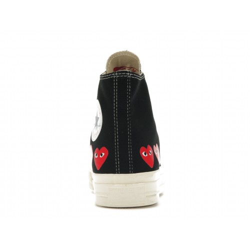 Кроссы Converse Chuck Taylor All Star 70 Hi Comme des Garcons PLAY Multi-Heart Black - мужская сетка размеров