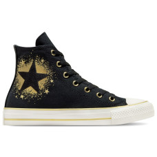 Подростковые Converse Chuck Taylor All Star Hi Gold Stars Black (GS)