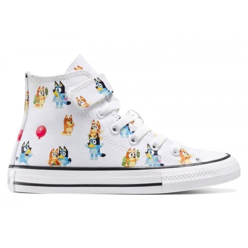 Кроссы Converse Chuck Taylor All Star EasyOn Hi Bluey All Over Print White (PS) - детская сетка размеров