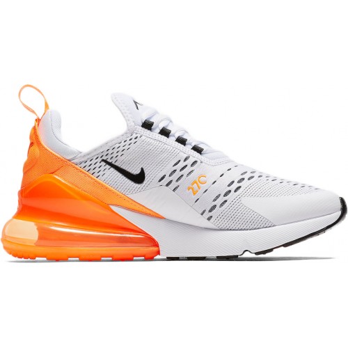 Кроссы Nike Air Max 270 White Black Orange (W) - женская сетка размеров