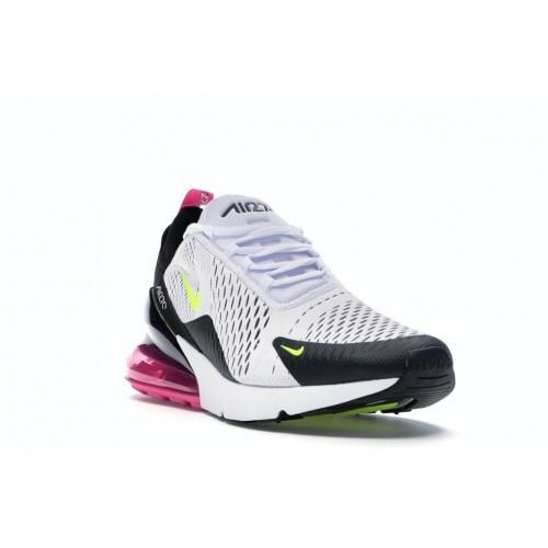 Кроссы Nike Air Max 270 White Black Fuchsia Volt - мужская сетка размеров