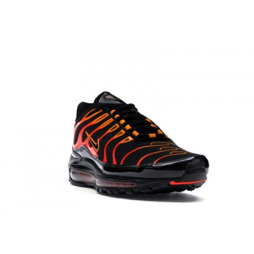 Кроссы Nike Air Max 97 Plus Black Shock Orange - мужская сетка размеров