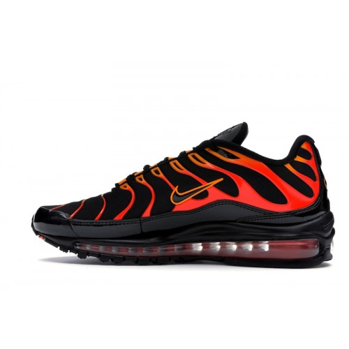 Кроссы Nike Air Max 97 Plus Black Shock Orange - мужская сетка размеров