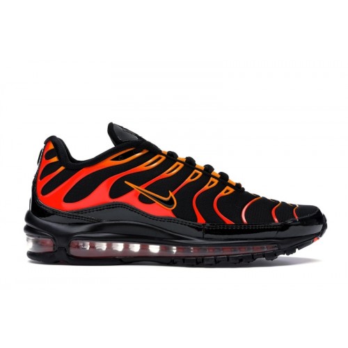 Кроссы Nike Air Max 97 Plus Black Shock Orange - мужская сетка размеров
