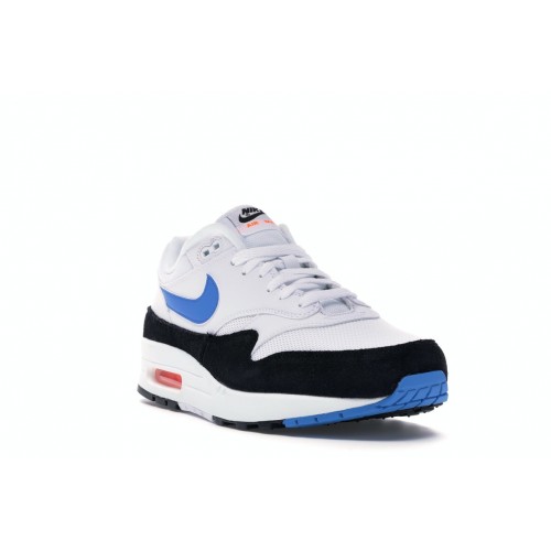 Кроссы Nike Air Max 1 White Photo Blue Black - мужская сетка размеров