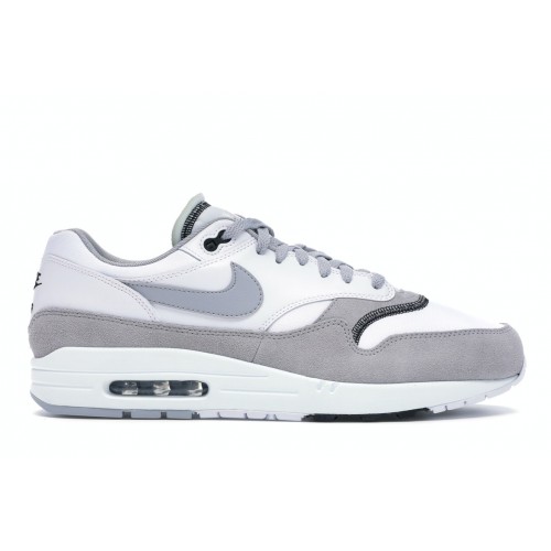 Кроссы Nike Air Max 1 Wolf Grey White - мужская сетка размеров