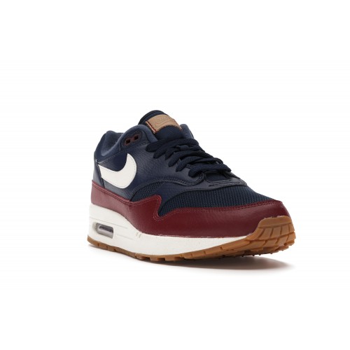 Кроссы Nike Air Max 1 Navy Team Red - мужская сетка размеров