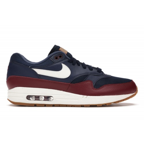 Кроссы Nike Air Max 1 Navy Team Red - мужская сетка размеров