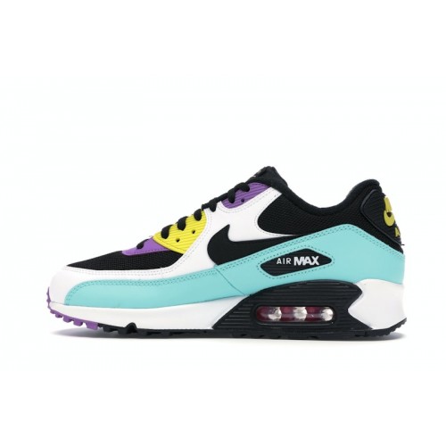 Кроссы Nike Air Max 90 Black Bright Violet White - мужская сетка размеров