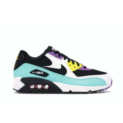 Кроссы Nike Air Max 90 Black Bright Violet White - мужская сетка размеров