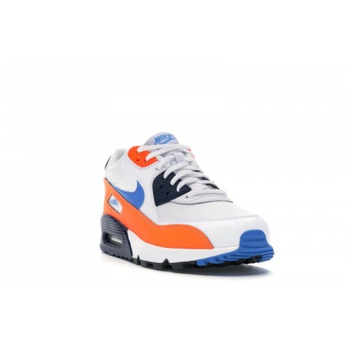 Кроссы Nike Air Max 90 White Photo Blue Total Orange - мужская сетка размеров