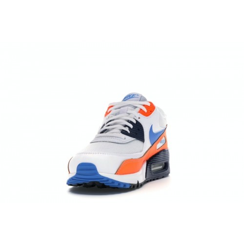 Кроссы Nike Air Max 90 White Photo Blue Total Orange - мужская сетка размеров