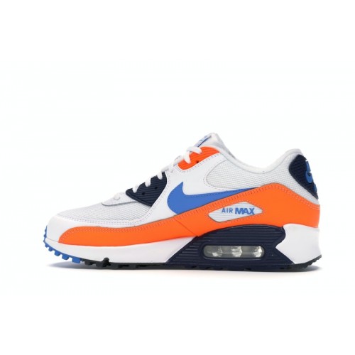 Кроссы Nike Air Max 90 White Photo Blue Total Orange - мужская сетка размеров