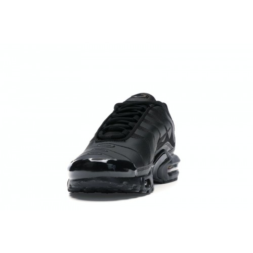 Кроссы Nike Air Max Plus Triple Black Leather - мужская сетка размеров