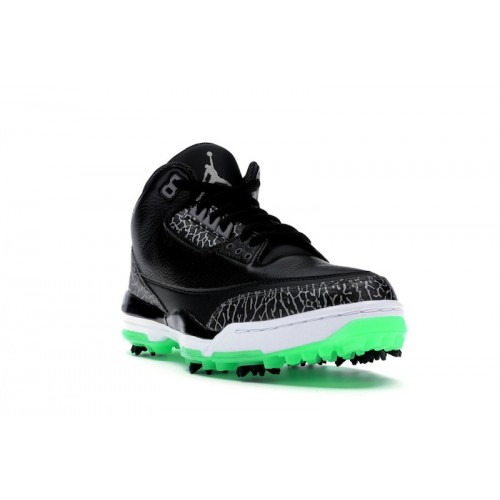 Кроссы Jordan 3 Retro Golf Black Green Glow - мужская сетка размеров