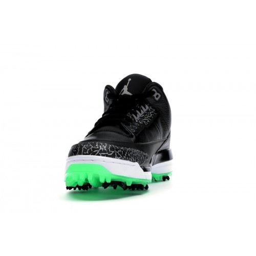Кроссы Jordan 3 Retro Golf Black Green Glow - мужская сетка размеров