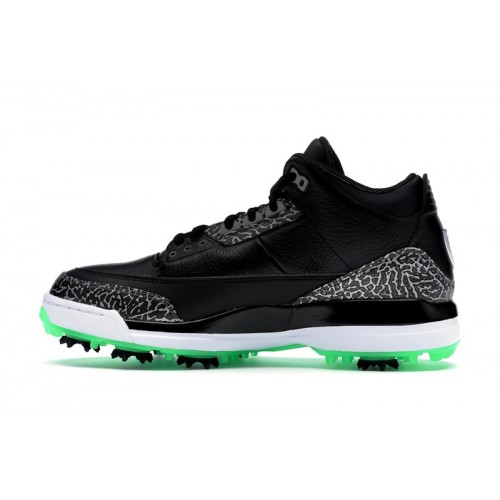 Кроссы Jordan 3 Retro Golf Black Green Glow - мужская сетка размеров
