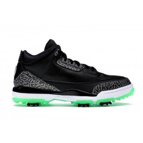 Кроссы Jordan 3 Retro Golf Black Green Glow - мужская сетка размеров