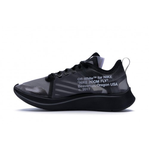 Кроссы Nike Zoom Fly Off-White Black Silver - мужская сетка размеров