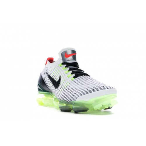 Кроссы Nike Air VaporMax Flyknit 3 White Black Volt Bright Crimson - мужская сетка размеров