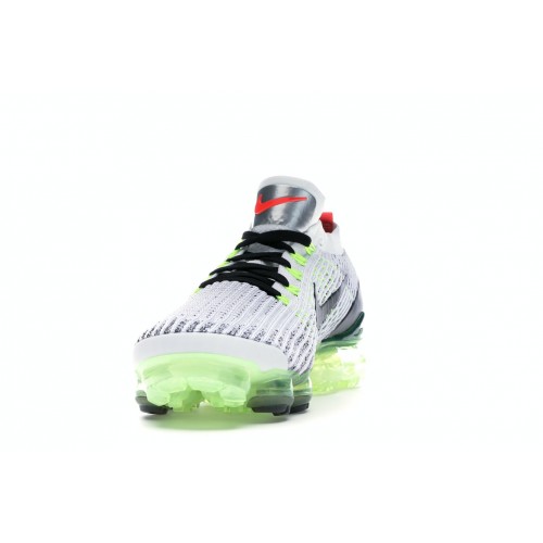 Кроссы Nike Air VaporMax Flyknit 3 White Black Volt Bright Crimson - мужская сетка размеров