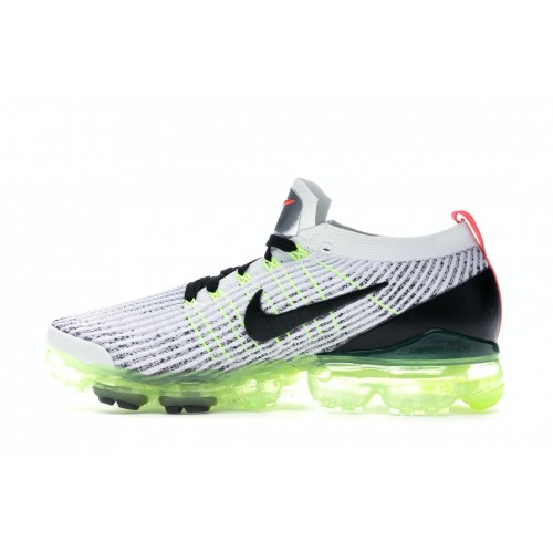 Кроссы Nike Air VaporMax Flyknit 3 White Black Volt Bright Crimson - мужская сетка размеров