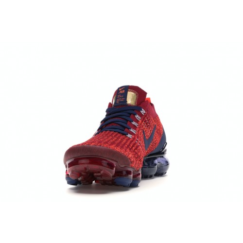 Кроссы Nike Air VaporMax Flyknit 3 Noble Red Blue Void - мужская сетка размеров