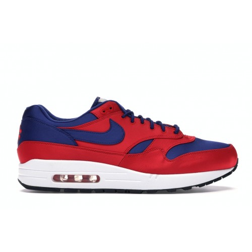 Кроссы Nike Air Max 1 Satin University Red Deep Royal Blue - мужская сетка размеров