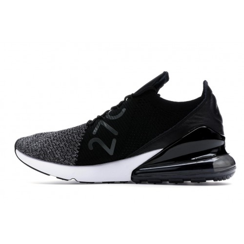 Кроссы Nike Air Max 270 Flyknit Black White - мужская сетка размеров