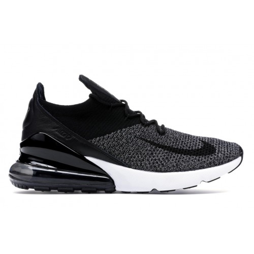 Кроссы Nike Air Max 270 Flyknit Black White - мужская сетка размеров